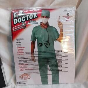 Forum ER Doctor Costume Adult Halloween Mask Shirt Pants 42"